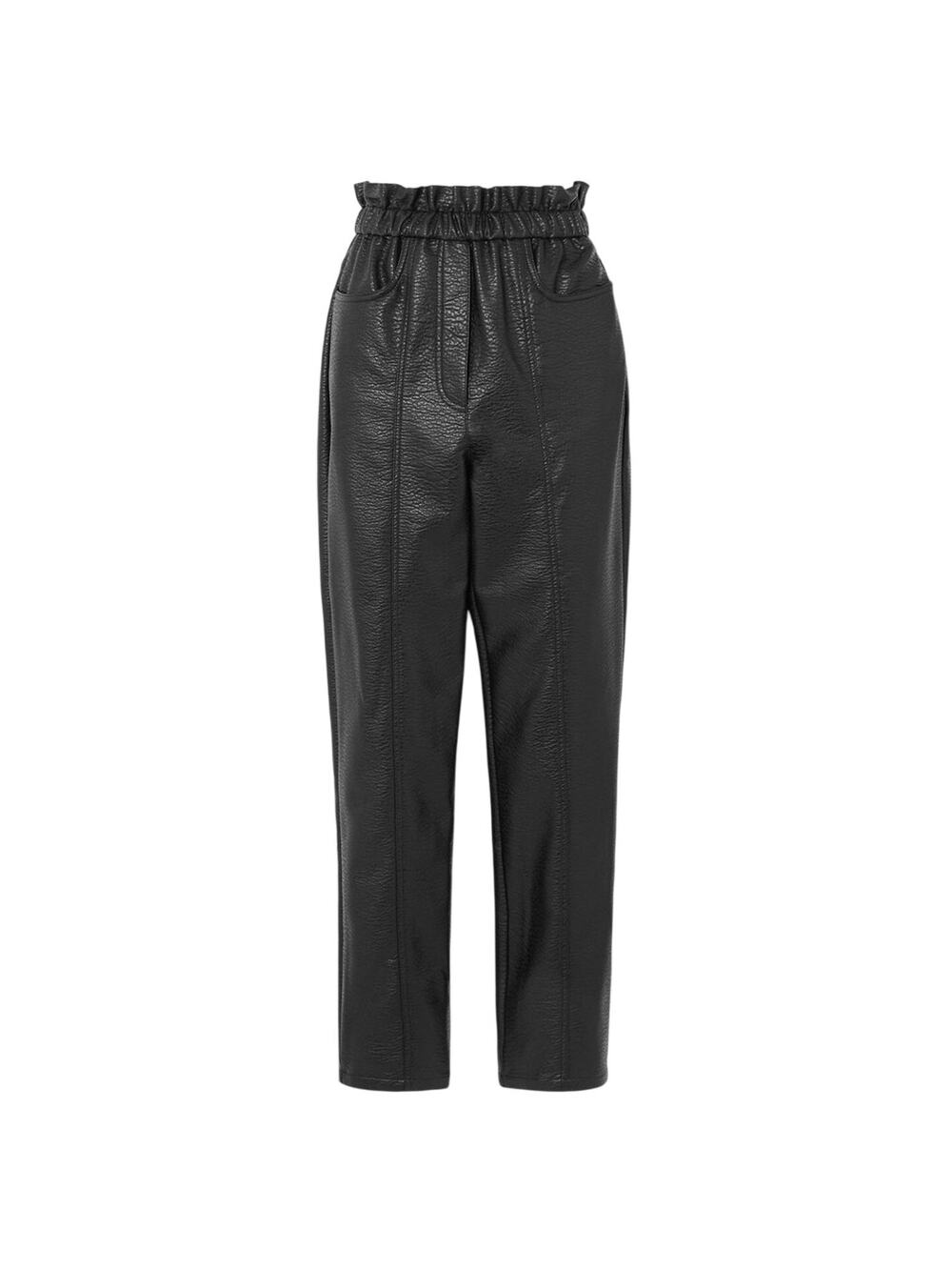Philosophy Di Lorenzo Serafini Faux Textured Leather Black Paperbag Waist Pants